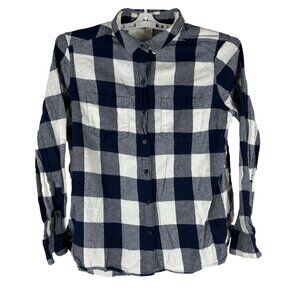 Woolrich Mens Size XL Blue & White Plaid Long Sleeve Button-Up Shirt 100% Cotton